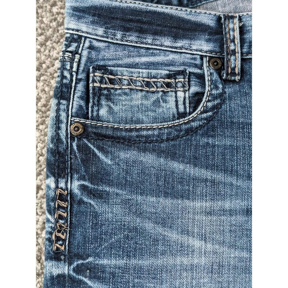 BKE Tyler Straight Leg Jeans Mens 34R Medium Wash Denim Stretch Blue - Picture 8 of 16